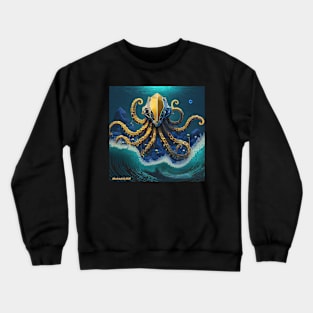 Octomaton Presides over an Underwater Tidal Wave Crewneck Sweatshirt